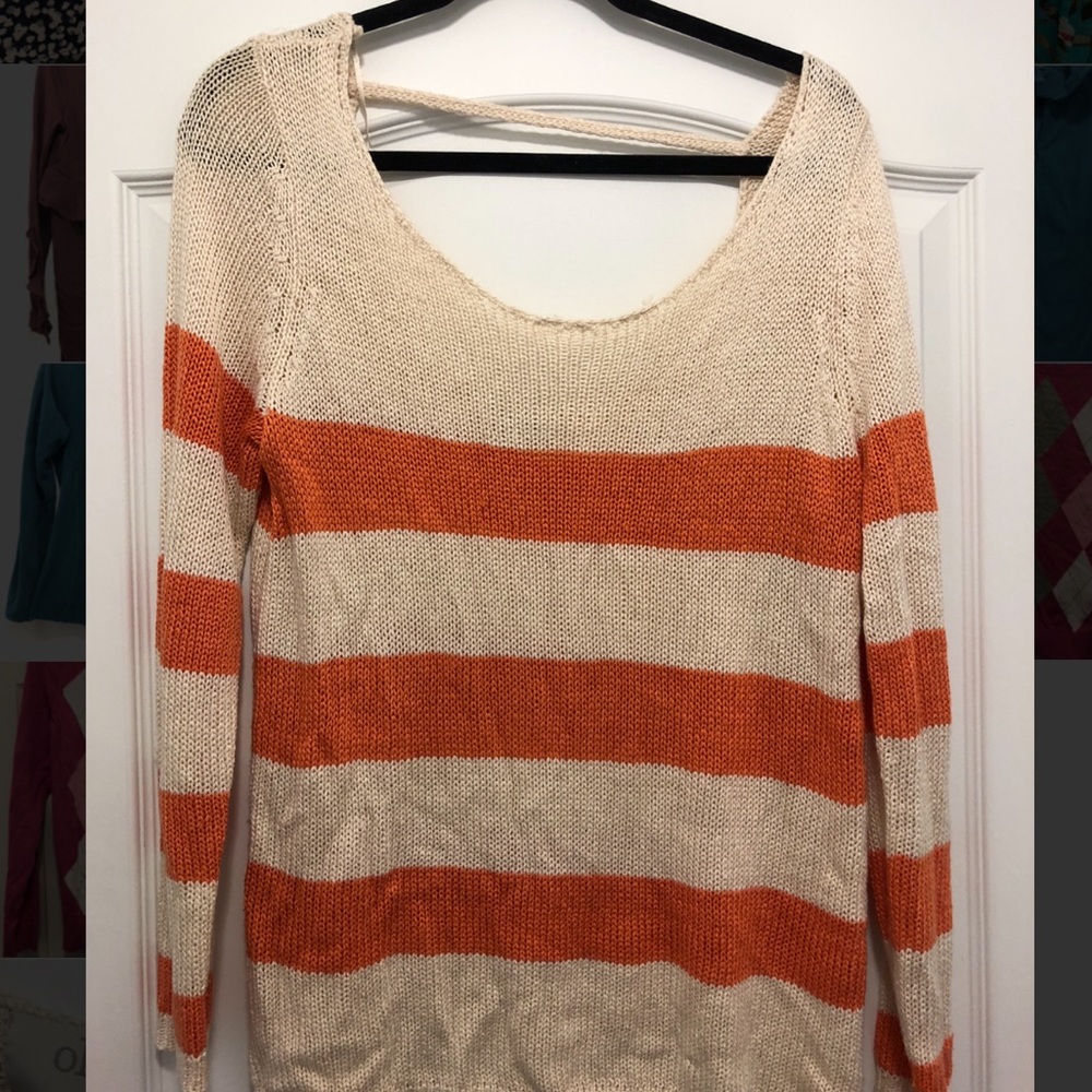 Orange and Cream Striped Sweater